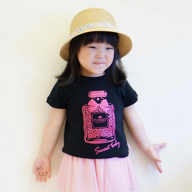 PUREST 豹纹香水 短袖 T恤 上衣 【100%台湾制造】黑色款 - 童装上衣 - 棉．麻 黑色