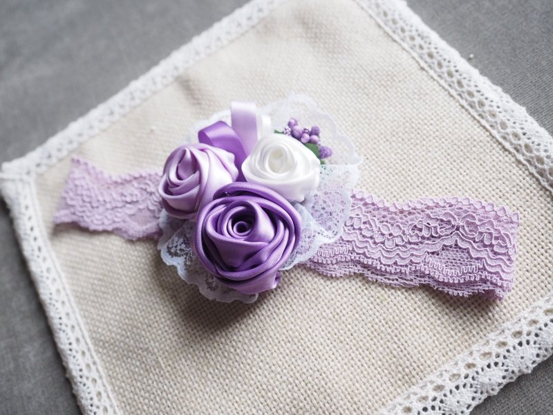 手作婴儿女童头饰 - 围嘴/口水巾 - 其他材质 紫色