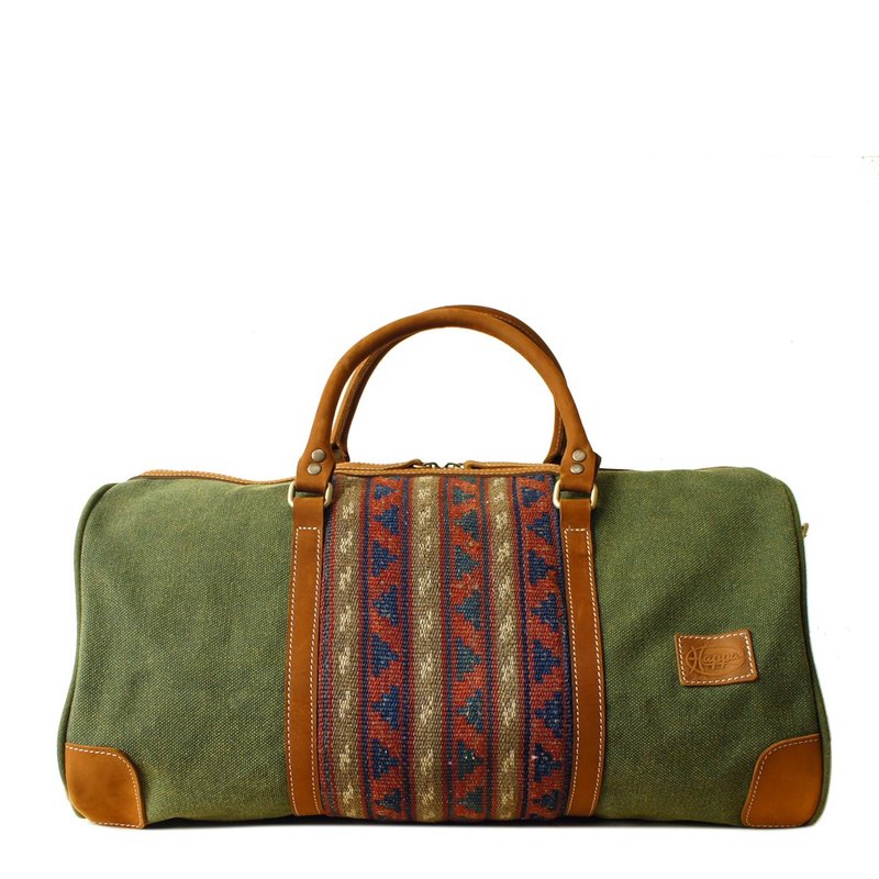 [Happa]时尚简约旅行袋-麂皮短把-基里姆手工编结款(Olive 橄榄绿) 秋天旅行季 交换礼物必选 - 手拿包 - 其他材质 绿色