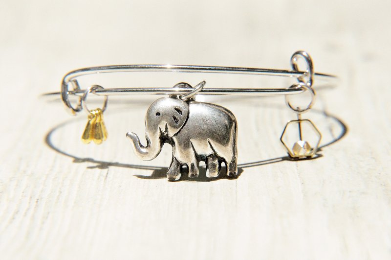 / 简约感 / 玩味银色手镯 手环 手链 - 奔跑中的大象 - 手链/手环 - 其他金属 金色