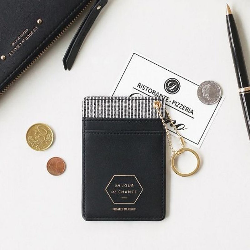 Iconic-钥匙圈皮革票卡夹V.3-气质黑,ICO82941 - 证件套/卡套 - 真皮 黑色