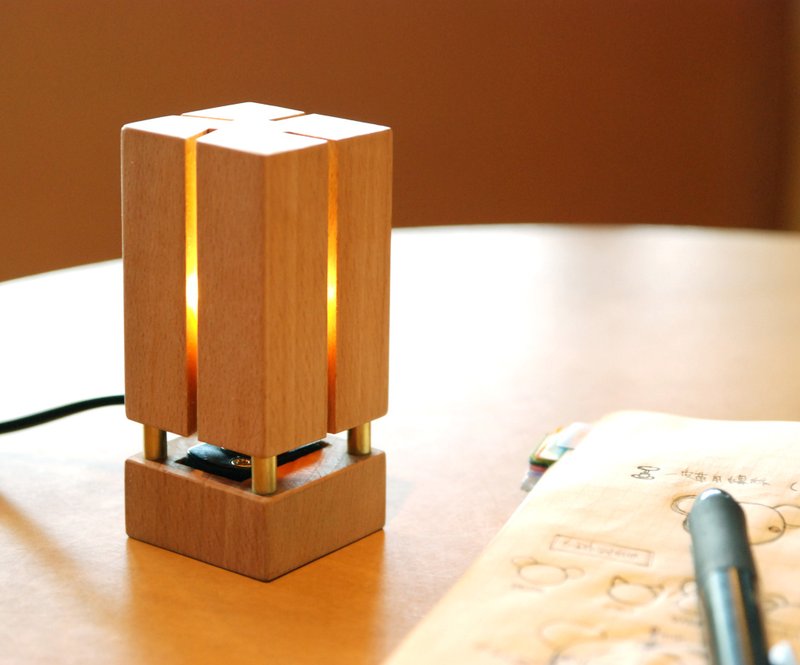 Square 木块灯/小夜灯 - 灯具/灯饰 - 木头 金色