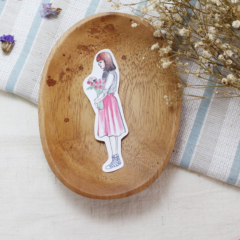 妃炫少女 全身 贴纸 - 闻闻花香 - 贴纸 - 纸 
