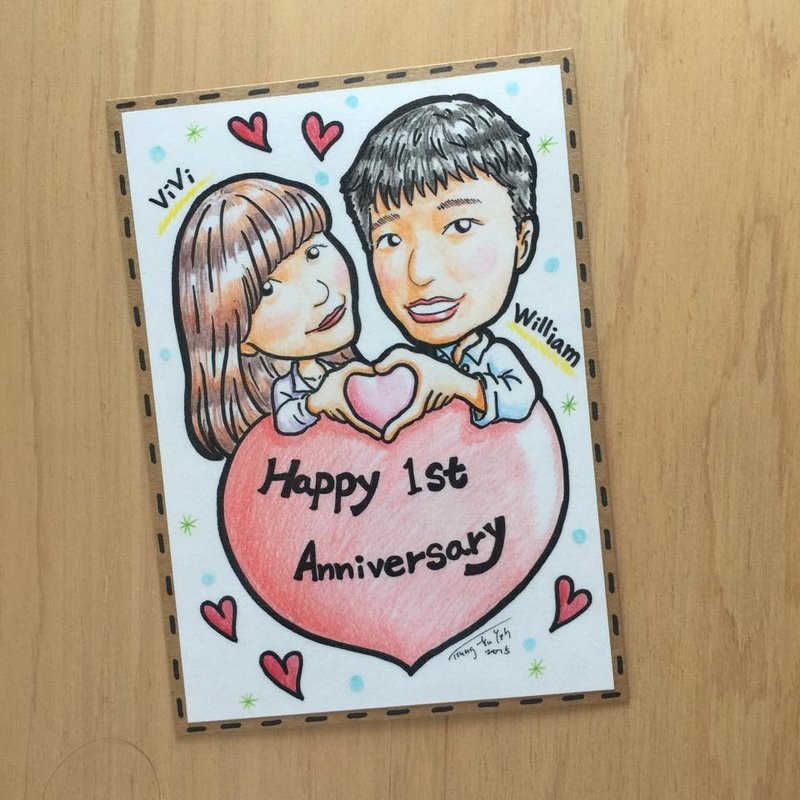 Cha mimi。独一无二。只有为你手绘人像情人/生日卡/母亲节礼物-双人订制区 - 订制画像 - 纸 多色