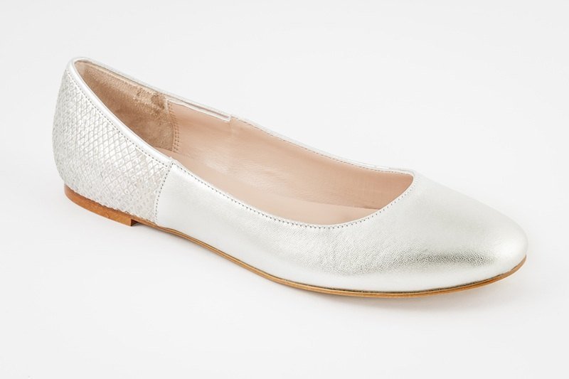 Bella-001m-04 蛇纹金属色芭蕾舞娃娃鞋 - 芭蕾鞋/娃娃鞋 - 真皮 白色