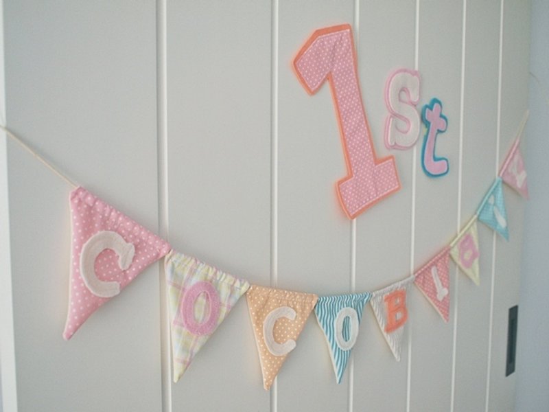 hairmo。欢乐满点三角挂旗 (10面X10cm无字母) - 墙贴/壁贴 - 其他材质 粉红色