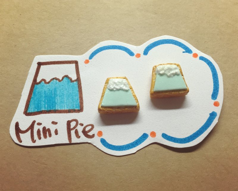 富士山糖霜饼干耳环组(两个一组)(可改耳夹式) - 耳环/耳夹 - 粘土 多色