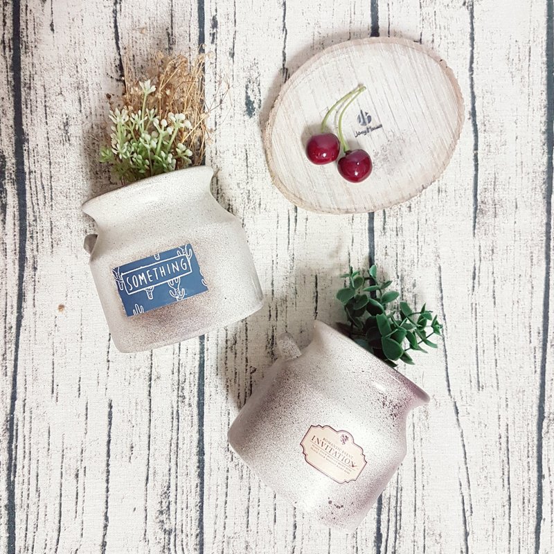 乡村仿旧风牛奶瓶【大】 Rustic & vintage milk bottles【L】 - 花瓶/陶器 - 陶 白色