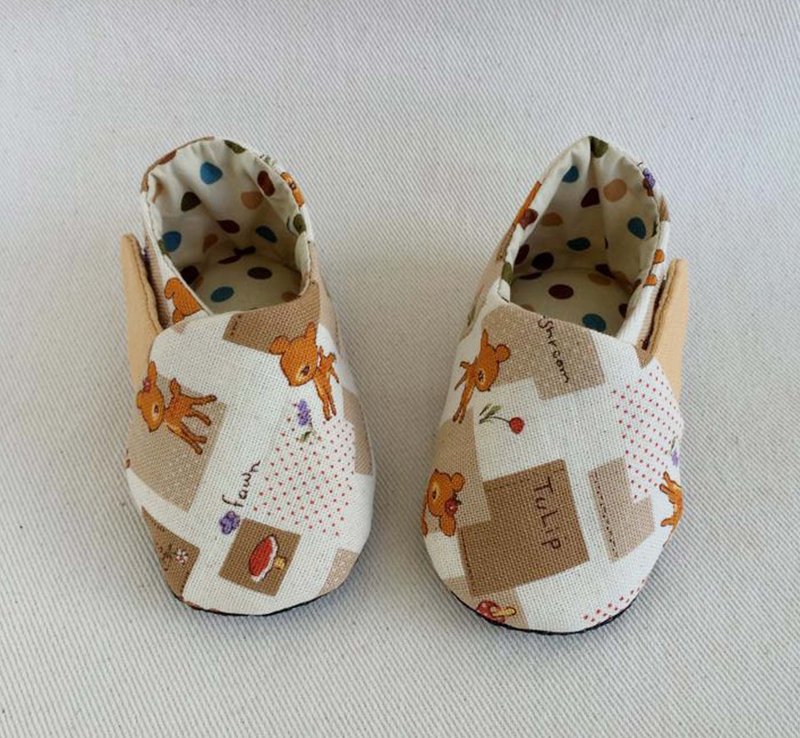 Va手工童鞋系列 童话系小鹿帆布鞋 - 童装鞋 - 其他材质 橘色