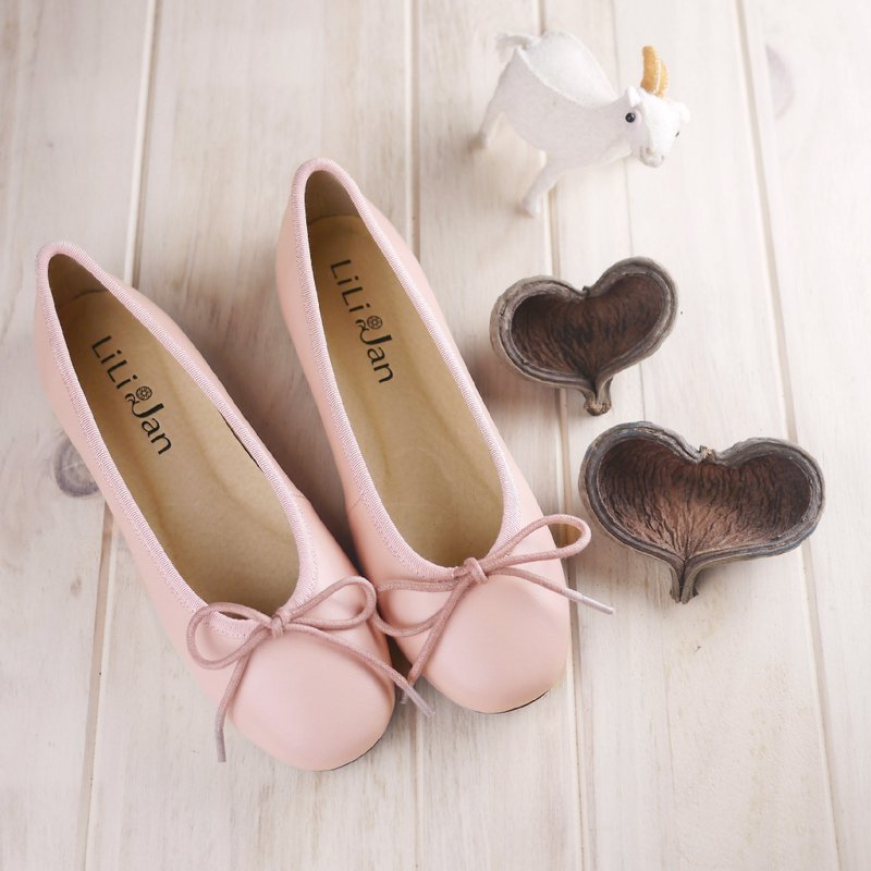 【不分左右脚】不分左右脚芭蕾舞鞋_糖瓷粉 - 芭蕾鞋/娃娃鞋 - 真皮 粉红色