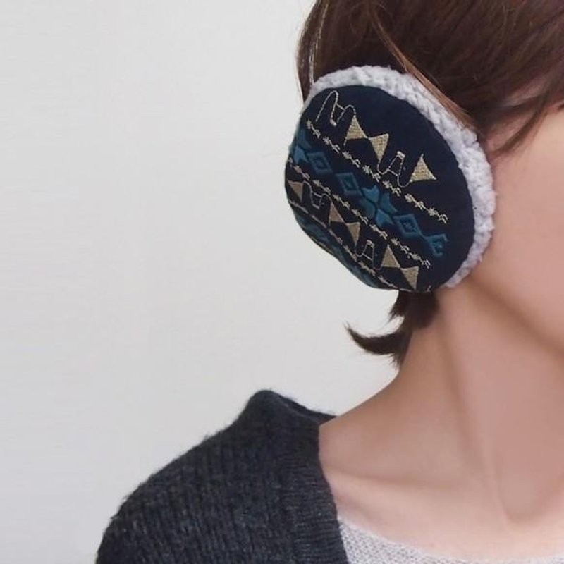 Embroidery pattern earmuffs 001 [Made to order] - 其他 - 其他材质 蓝色