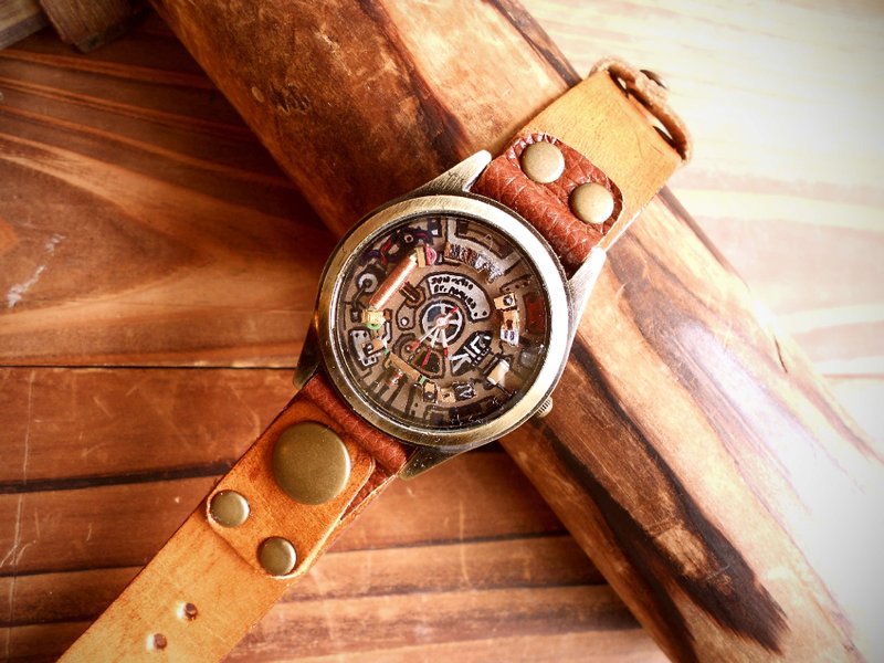 Machine 16 (表带可刻字) (只得一只) - 女表 - 真皮 咖啡色