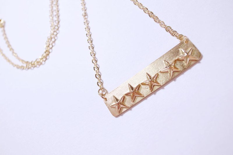 镀18K金5个小星星长牌短炼~周年庆优惠限定(只到10/31) - 项链 - 其他金属 金色