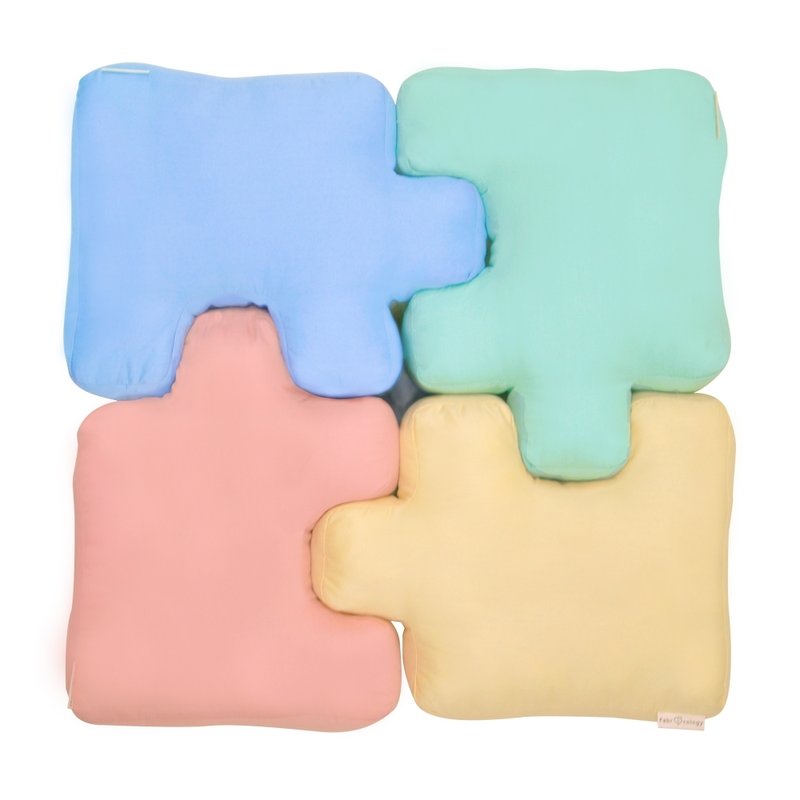 生日礼物-逗趣拼图抱枕-粉(瑕疵出清) - 枕头/抱枕 - 棉．麻 粉红色