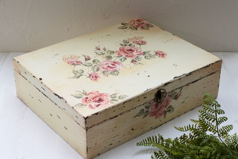 A4大收纳盒 复古玫瑰仿旧木盒 - 收纳用品 - 木头 
