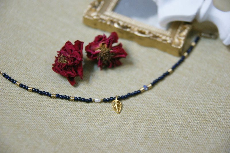 镂空叶型坠、黑砂金石、紫罗兰施华洛世奇 ✄  黄铜 手链 手环 - 手链/手环 - 其他金属 黑色