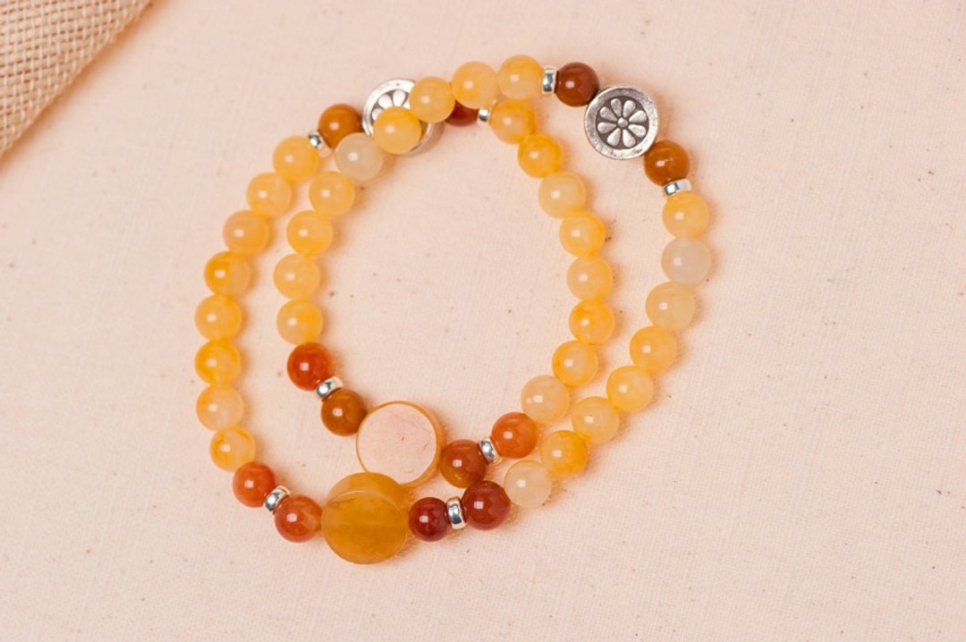 【Woody'sHandmade】菊。老黄玉手串。 - 手链/手环 - 宝石 黄色