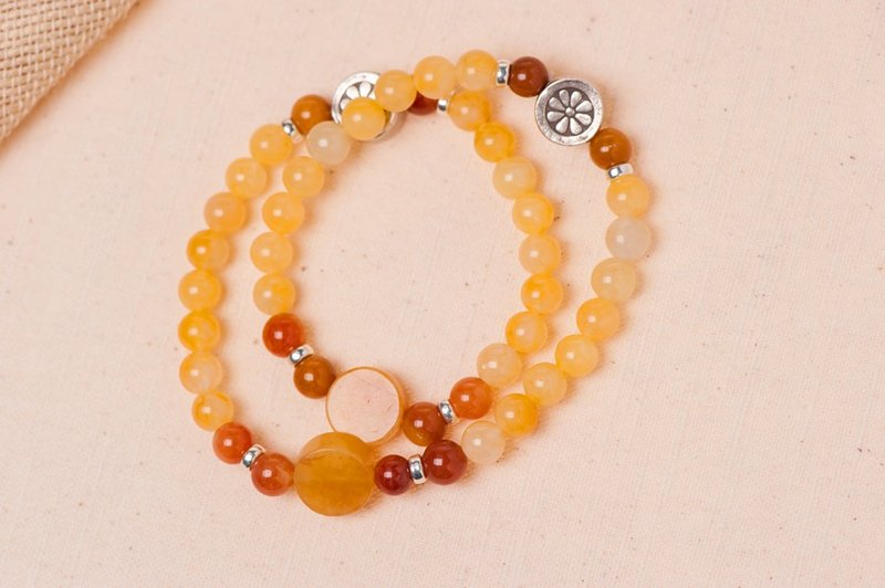 【Woody'sHandmade】菊。老黄玉手串。 - 手链/手环 - 宝石 黄色