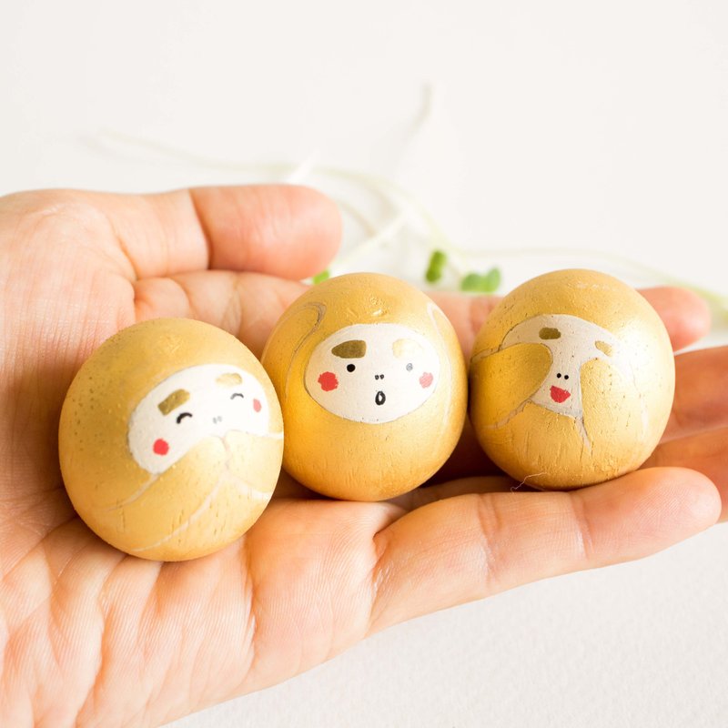 3只小猴子摇摆娃娃 - 玩偶/公仔 - 木头 金色