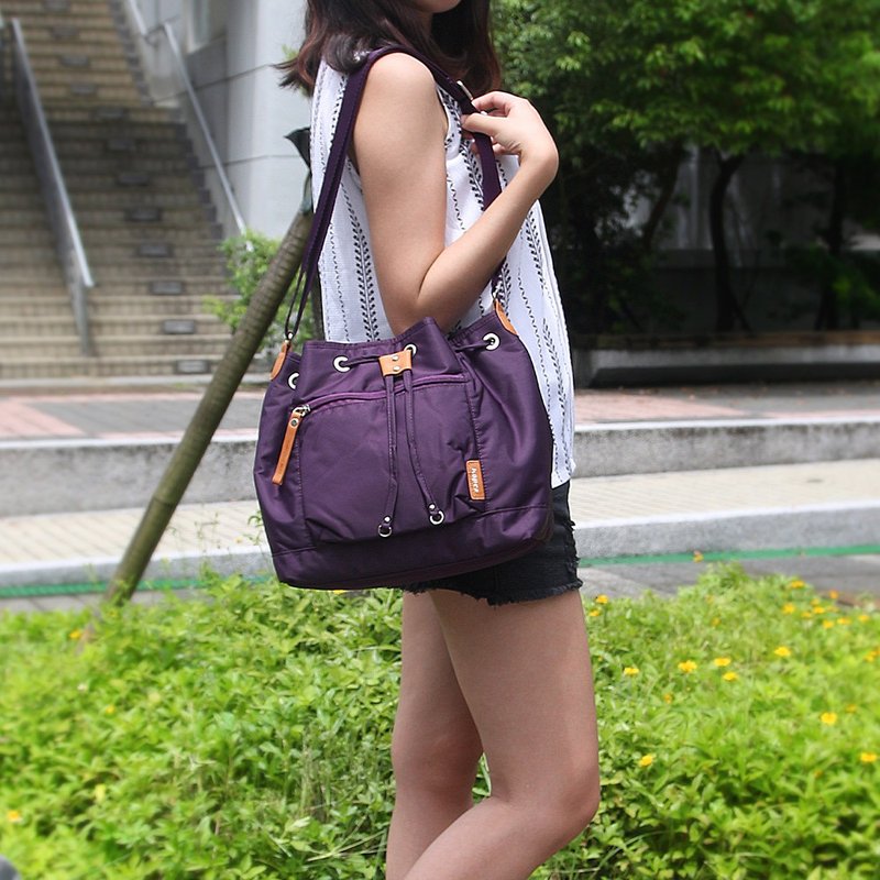 KOPER【轻甜焦糖】Brisk束口斜肩包-幻想紫(MIT台湾制造) - 束口袋双肩包 - 其他材质 紫色