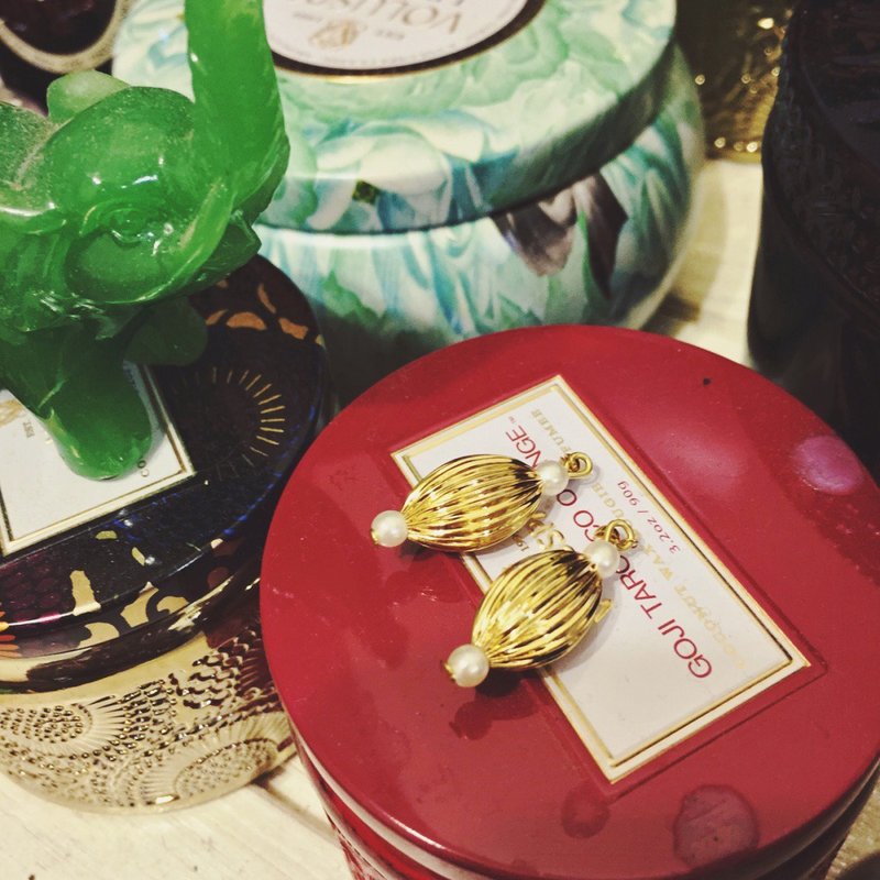 Marygo［复古点缀迷你珍珠］金色耳环 - 耳环/耳夹 - 其他金属 