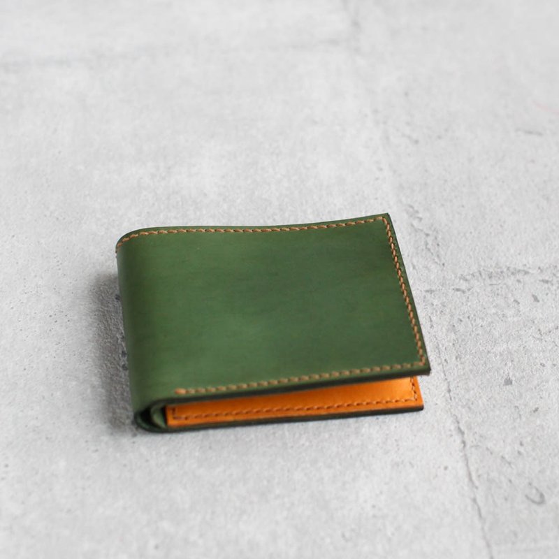 全手工橄榄绿黄色波浪真牛皮皮夹 - 皮夹/钱包 - 真皮 绿色