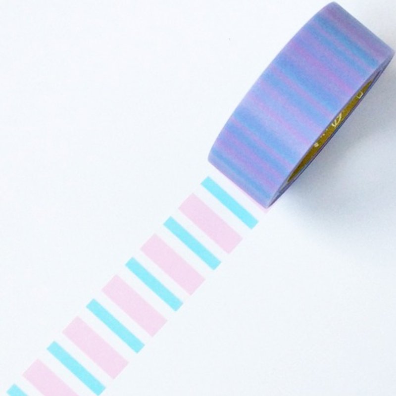 NICHIBAN Petit Joie Mending Tape 花漾胶带【粉蓝线条 (PJMD-15S009)】 - 纸胶带 - 其他材质 粉红色