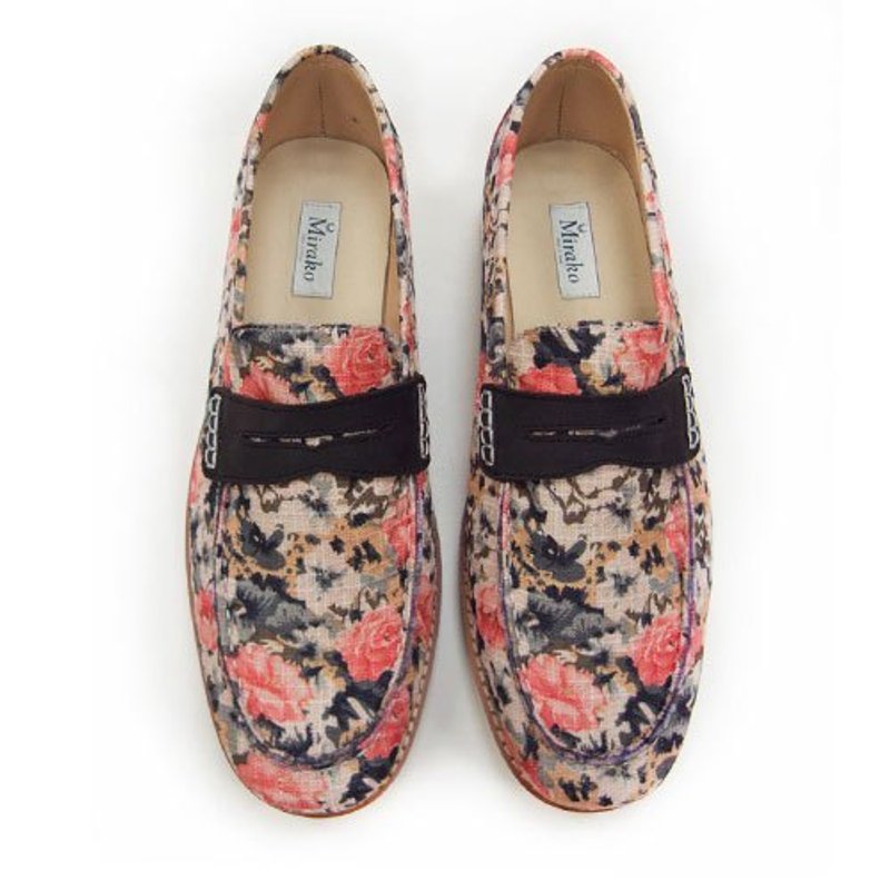 Moccasin Penny Loafers M1108 Fuxia - 女款牛津鞋/乐福鞋 - 棉．麻 粉红色