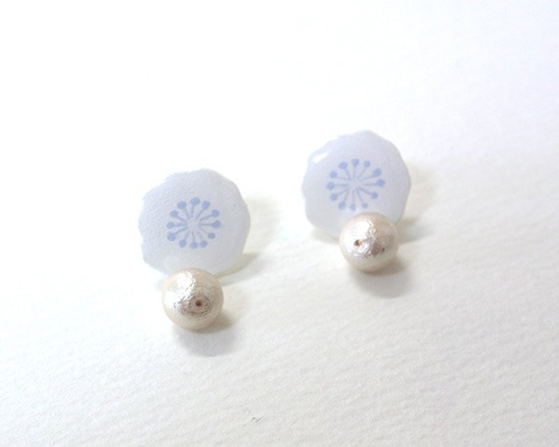 木棉花耳环 耳针 / 夹式 - 耳环/耳夹 - 塑料 白色