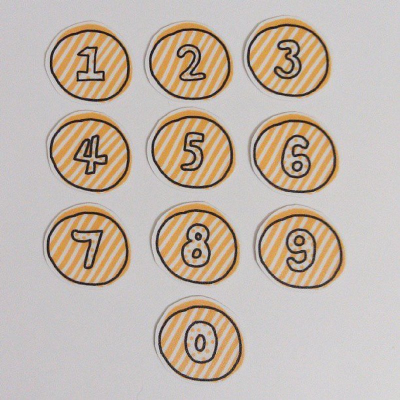 幸运数字贴纸－黄　Yellow - 贴纸 - 纸 黄色