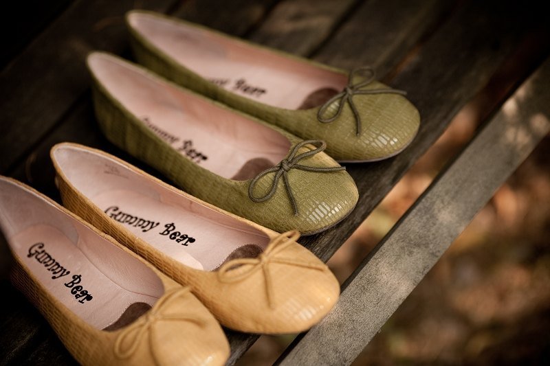 Gummy Bear--亮面细格系列 - 芭蕾鞋/娃娃鞋 - 真皮 多色