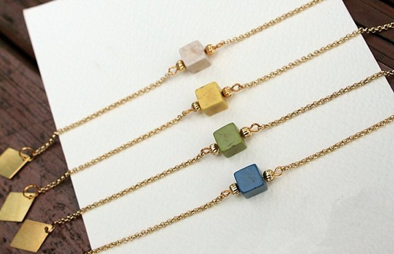 Le loisir/ 简约绿松石方块手炼 - 手链/手环 - 宝石 多色