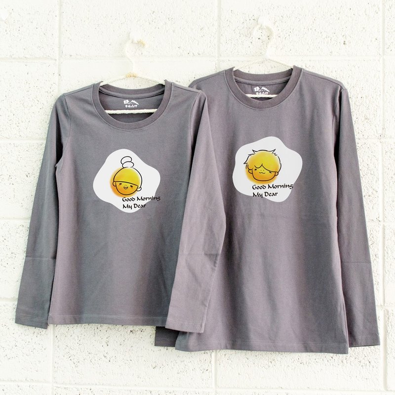 【情人节礼物】早安 早安! 情侣装 姊妹装 棉T 长袖T-shirt - 女装 T 恤 - 棉．麻 黑色