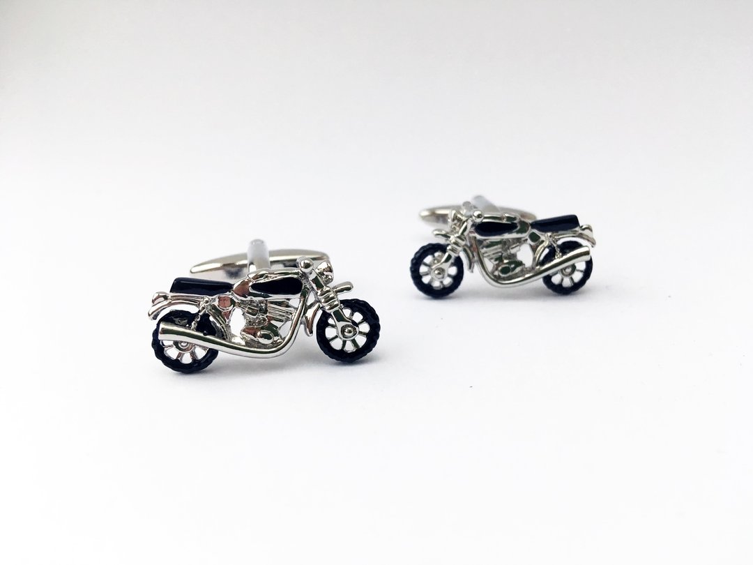 银色摩托车机车袖扣 MOTOBIKE CUFFLINKS - 袖扣 - 其他金属 银色