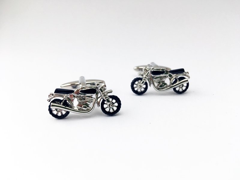 银色摩托车机车袖扣 MOTOBIKE CUFFLINKS - 袖扣 - 其他金属 银色