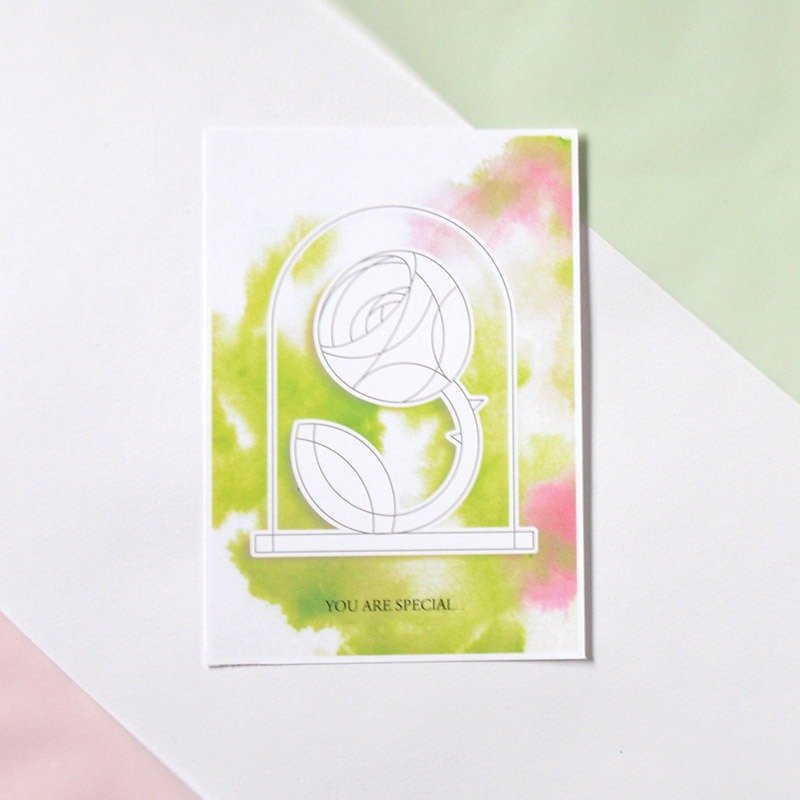 聖誕節-DIY塗色聖誕明信片-小王子系列之玫瑰 - 卡片/明信片 - 纸 绿色