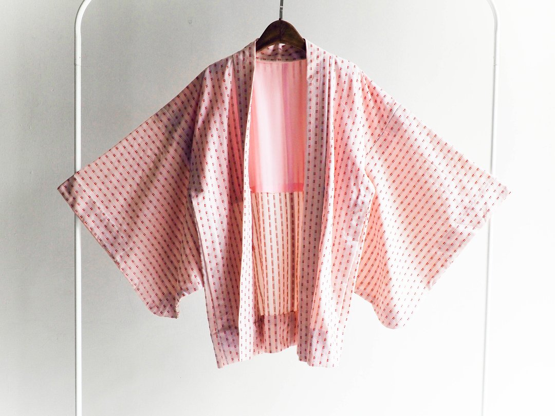河水山 - 京都恋爱世代 羽织 日本古董和服外套 古着 - 女装休闲/机能外套 - 棉 粉红色