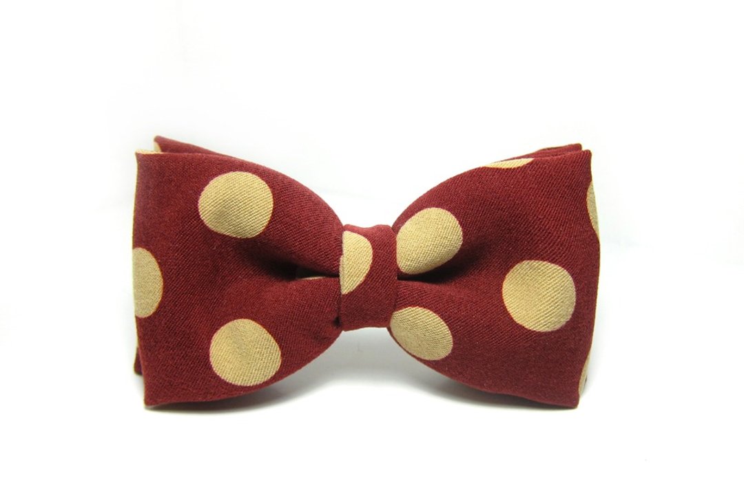▲大圆点点领结-栗红米Hand-made Bow Tie - 领带/领带夹 - 其他材质 红色