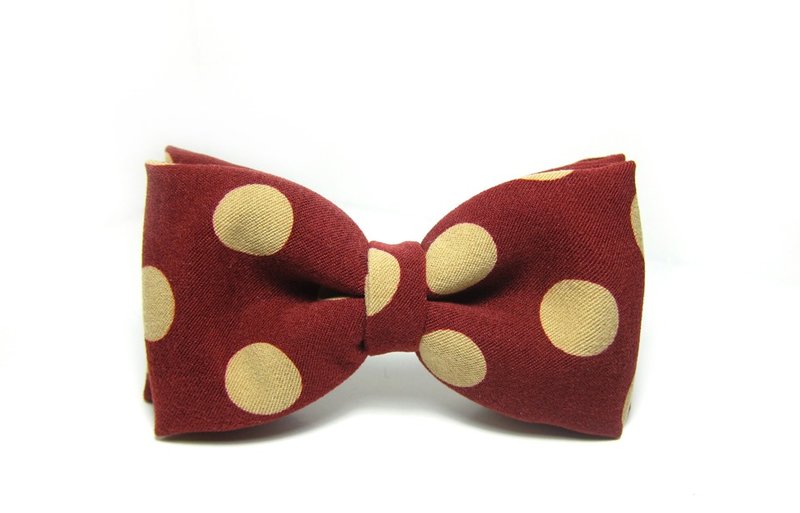 ▲大圆点点领结-栗红米Hand-made Bow Tie - 领带/领带夹 - 其他材质 红色
