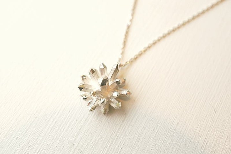 放射状　水晶结晶设计项链 银饰 - 项链 - 其他金属 银色