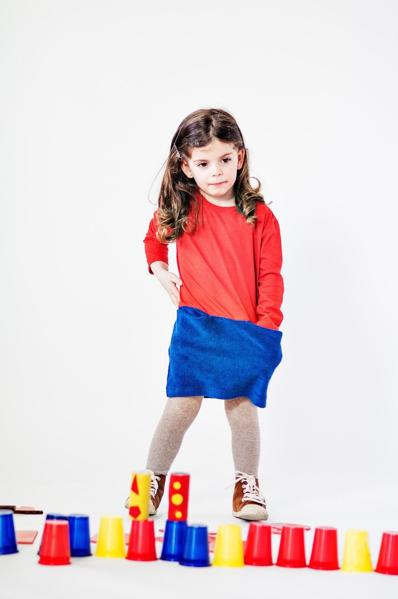 西班牙红蓝撞色洋装 - 其他 - 棉．麻 红色