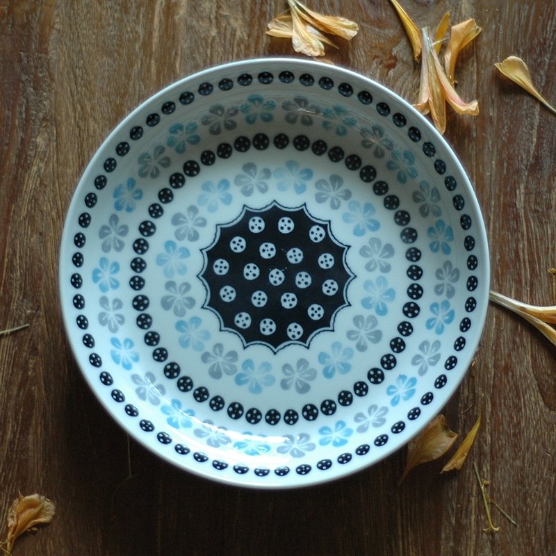 日式北欧风 浅蓝灰 深盘子 2入 - 浅碟/小碟子 - 其他材质 