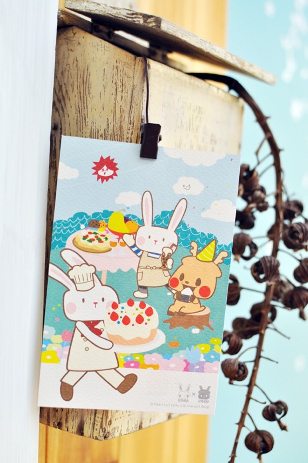 【明信片】与日本amaonjack design跨国合作限量联名款：‘风和日丽野餐会’明信片★万用卡片 (1张入) - 卡片/明信片 - 纸 多色