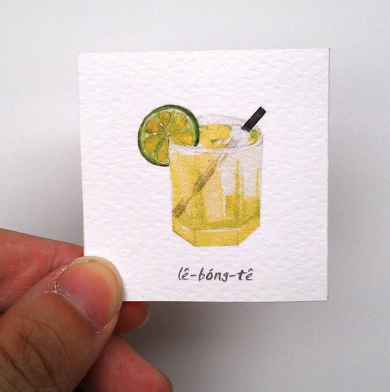 针线球 “给你咬一口”火柴盒小卡片-饮料(单张) - 卡片/明信片 - 纸 绿色