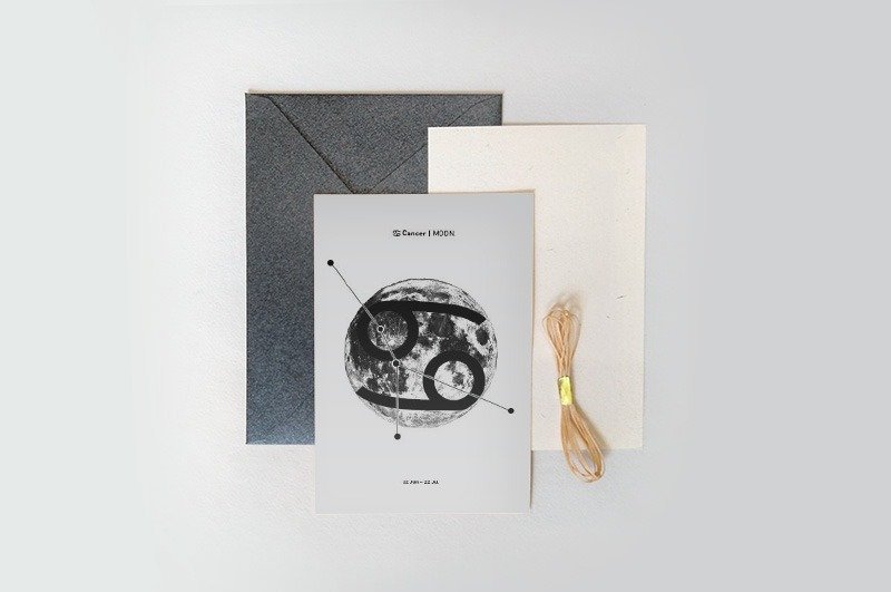 星座/星球系列－巨蟹座 | 月球 - 卡片/明信片 - 卡片/明信片 - 纸 黑色