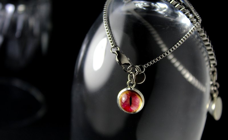 [Cat EYE系列] 10mmEYE 不锈钢简约吊牌手链.情人对链 - GIRL - 手链/手环 - 其他金属 白色