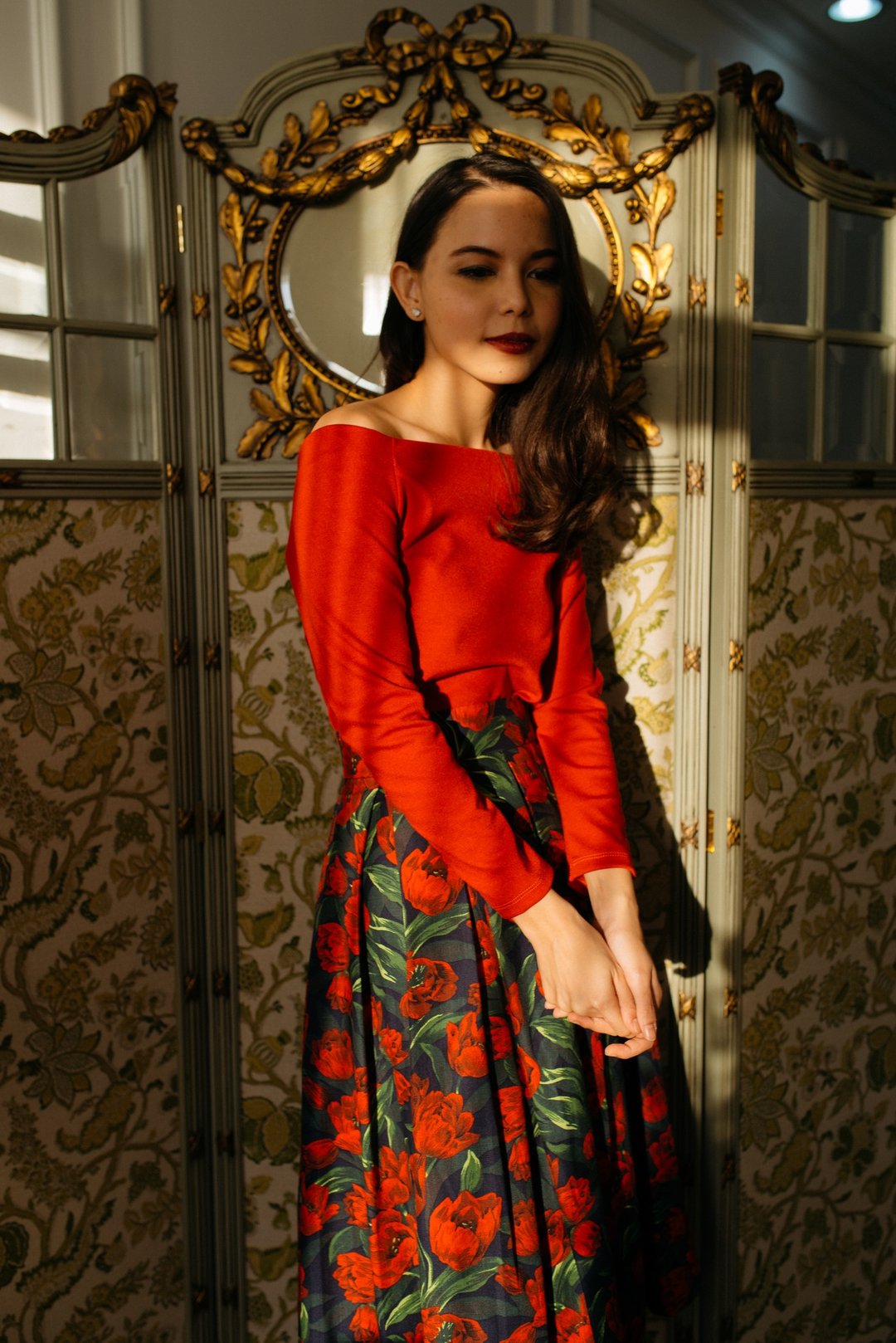 Red Tulip Skirt - 裙子 - 棉 多色