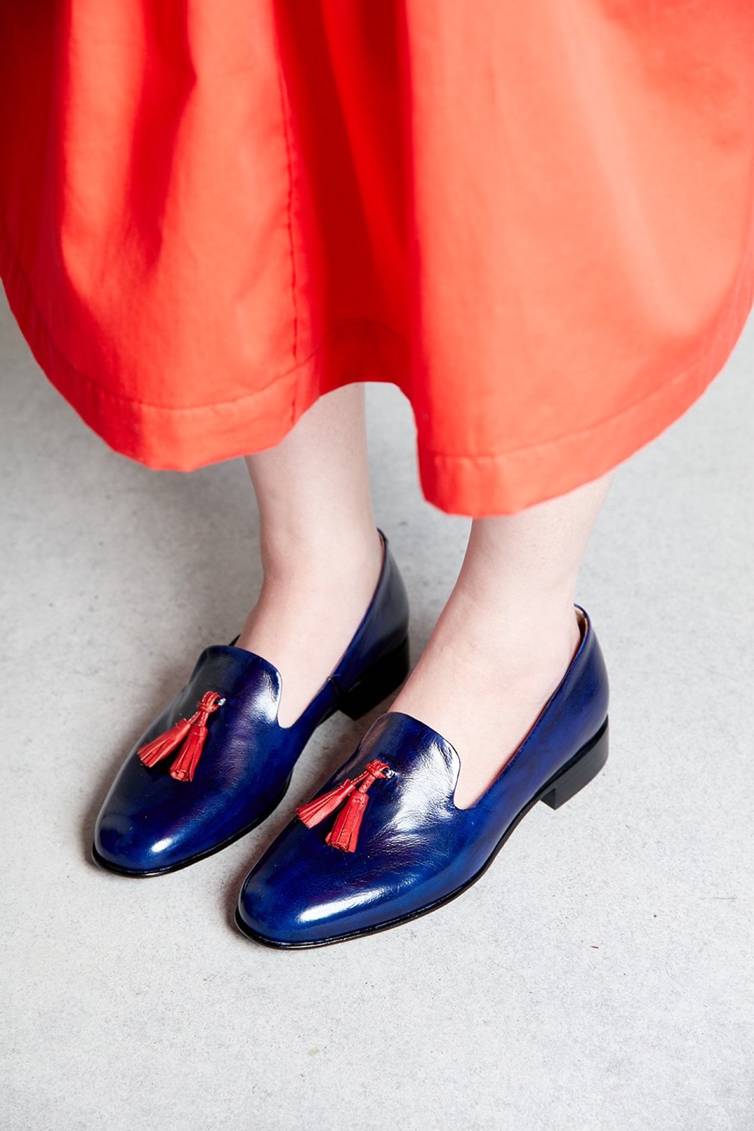 HTHREE 流苏乐福鞋 / 深海蓝 / Tassel Loafers - 女款休闲鞋 - 真皮 蓝色