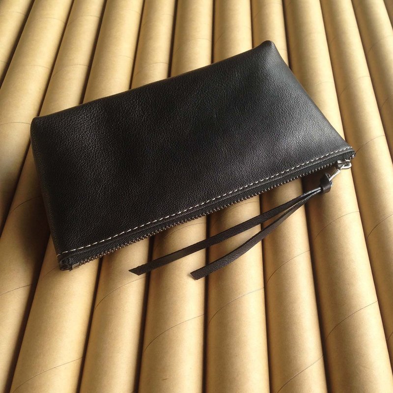 Giglio皮革笔袋 化妆包 收纳包 // 魔法黑 - 铅笔盒/笔袋 - 真皮 黑色