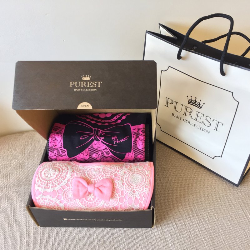 PUREST 衣漾兜粉美(包屁衣+围兜)礼盒组/宝宝弥月/生日/送礼首选 - 满月礼盒 - 棉．麻 多色